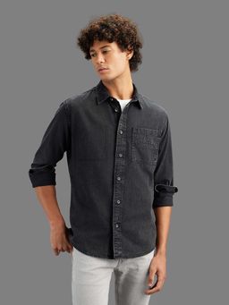 Pepe Jeans - Men Charcoal Full Sleeves Solid Regular Fit Shirt