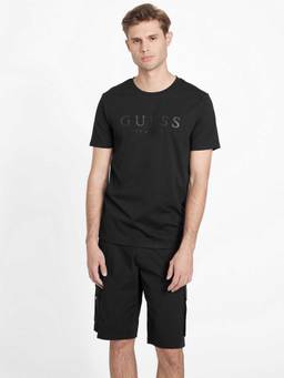 Guess - Men Black Typography Round Neck Half Sleeves T-shirt