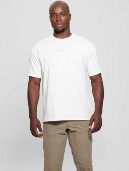 Guess - Men White Solid Round Neck Half Sleeves T-shirt