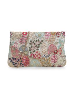 Mochi - Women Multi-Color Embroidered Clutch with Detachable Chain