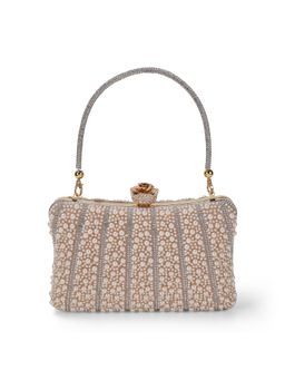 Metro - Women Peach Pearl Clutch with Detachable Chain