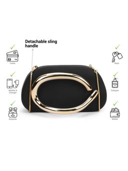 Metro - Women Black Clutch with Detachable Chain