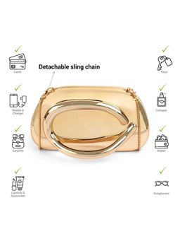 Metro - Women Gold Clutch with Detachable Chain