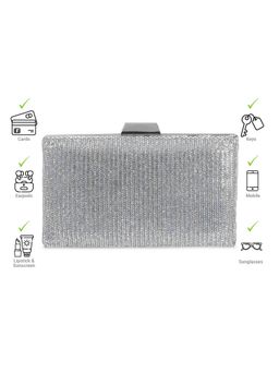 Metro - Women Silver Embellished Clutch