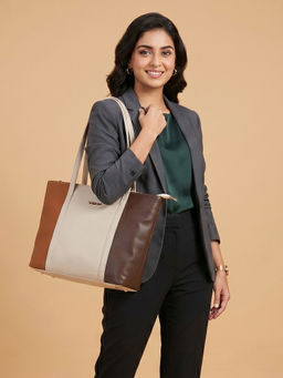 Metro - Women Beige Colorblock Shoulder Bag