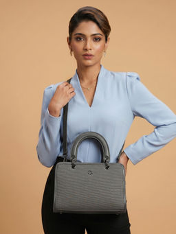 Metro - Women Grey Handbag with Detachable Starp