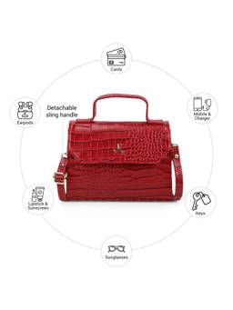 Mochi - Women Red Satchel Bag with Detachable Starp