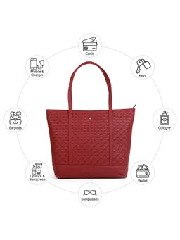 Mochi - Women Maroon Textured Tote Bag