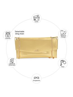 Mochi - Women Gold Solid Clutch with Detachable Chain