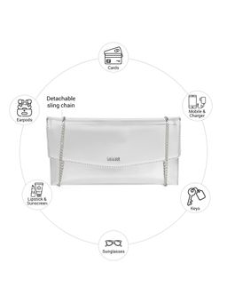 Mochi - Women Silver Solid Clutch with Detachable Chain
