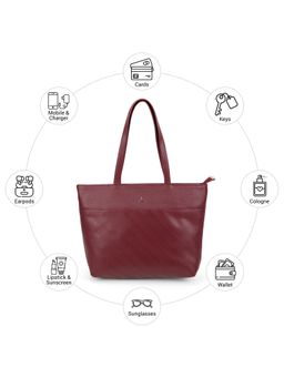 Mochi - Women Maroon Textured Tote Bag