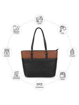 Mochi - Women Black Colorblock Tote Bag