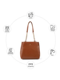 Mochi - Women Tan Timeless Textured Shoulder Bag