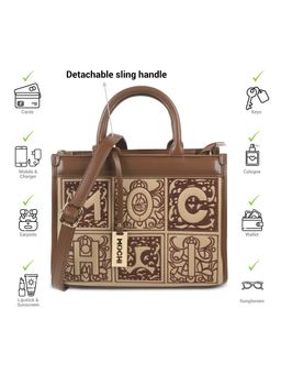 Mochi - Women Brown Embroidered Handbag with Detachable Strap