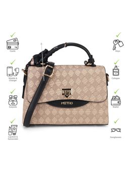 Metro - Women Beige Handbag with Detachable Strap