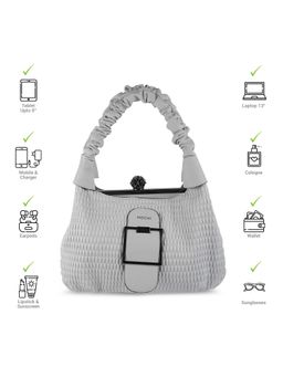 Mochi - Women Grey Textured Shoulder Bag
