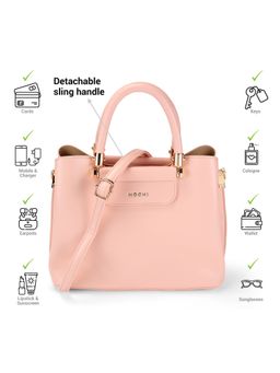 Mochi - Women Pink Solid Handbag with Detachable Strap