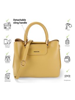 Mochi - Women Yellow Solid Handbag with Detachable Strap