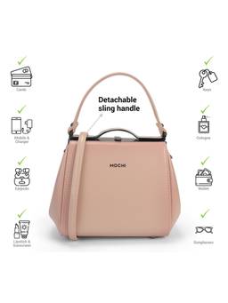 Mochi - Women Pink Handbag with Detachable Strap