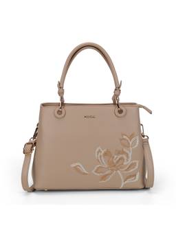 Mochi - Women Beige Embroidered Handbag with Detachable Strap