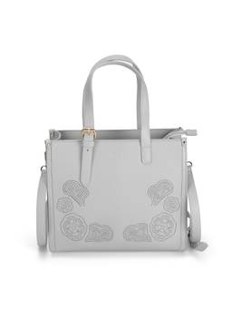 Mochi - Women Grey Embroidered Handbag with Detachable Strap