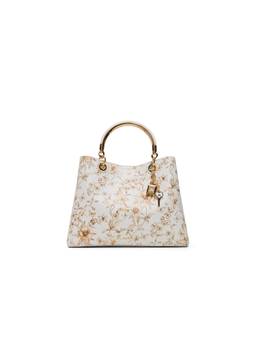 Aldo - Women Carena White Floral Printed Satchel Bag with Charm
