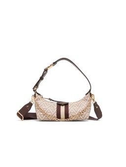 Aldo - Women Beige Shoulder Bag with Detachable Strap and Chain