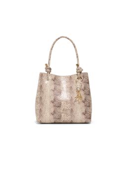 Aldo - Women Beige Animal Printed Handbag with Detachable Strap and Charm