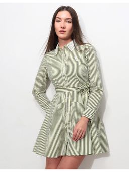 U.S. POLO ASSN. - Vertical Striped Shirt Dress With Belt