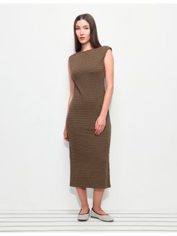U.S. POLO ASSN. - Women's Textured Fitted Midi Sheath Dress