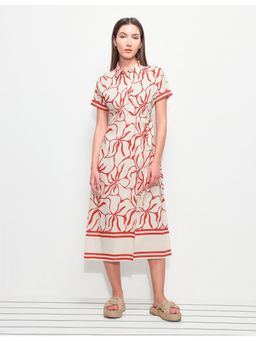 U.S. POLO ASSN. - Women's Floral Printed Regular Fit Midi Shirt Dress