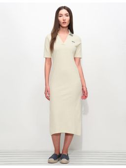 U.S. POLO ASSN. - Jacquard Collar Textured Polo Shirt Dress With Belt