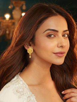 Accessher - Women White Brass Pair of Earrings