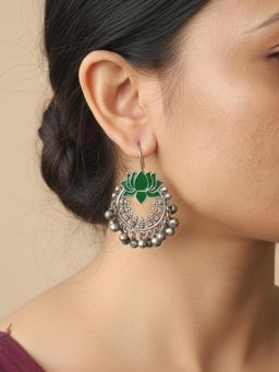 Viana Jewels - Women Green Brass Pair of Earrings