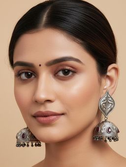 Viana Jewels - Women Red Brass Pair of Earrings