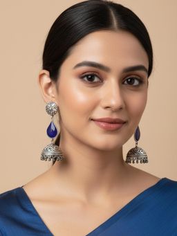 Viana Jewels - Women Blue Brass Pair of Earrings