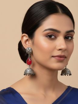 Viana Jewels - Women Red Brass Pair of Earrings