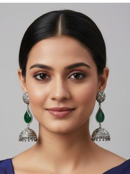 Viana Jewels - Women Green Brass Pair of Earrings