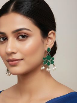 Viana Jewels - Women Green Brass Pair of Earrings