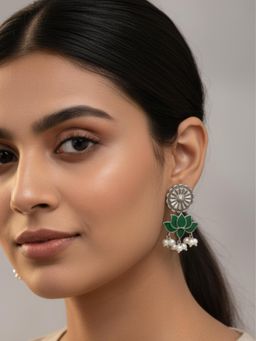 Viana Jewels - Women Green Brass Pair of Earrings