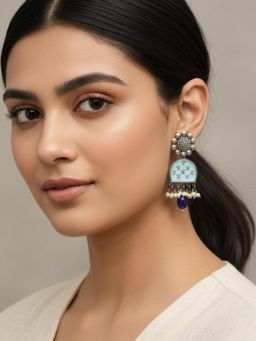 Viana Jewels - Women Blue Brass Pair of Earrings