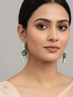 Viana Jewels - Women Green Brass Pair of Earrings