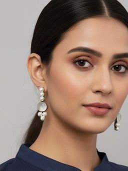 Viana Jewels - Women White Brass Pair of Earrings