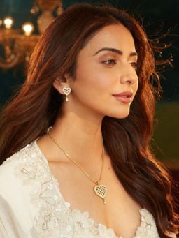 Accessher - Women White Brass Necklace with Pair of Earrings