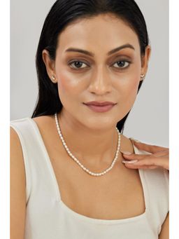 AMOSSH - Women White Stainless Steel Necklace