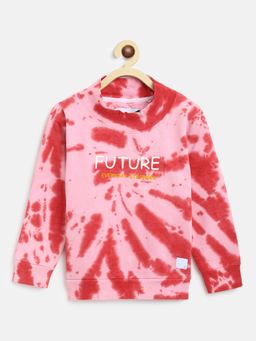 Tales & Stories - Boy's Red Cotton Blend Tie & Dye Sweatshirt
