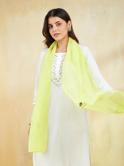 Fabindia - Green Cotton Silk Chikankari Stole