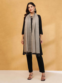 Fabindia - Grey Cotton Blend Hand Woven Stole