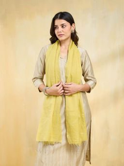 Fabindia - Green Cotton Blend Hand Woven Stole