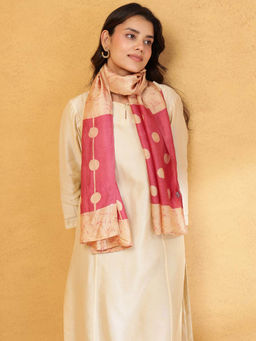 Fabindia - Pink Silk Batik Printed Stole